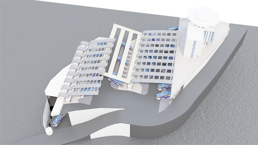 Bus terminal — aerial view
